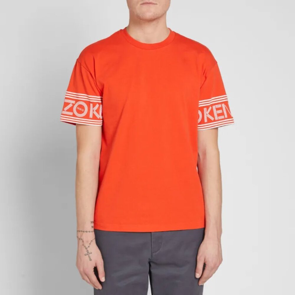 KENZO Red Cotton Cuff Print Tee